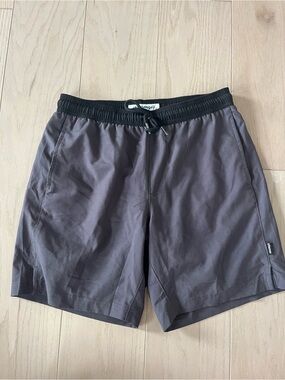 Men's Gray Swim Athletic Shorts Hybrids with Black Elastic Waist
